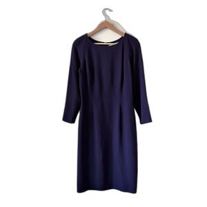Carolina Herrera 100% Wool Purple Sheath Dress Silk Lined Business Casual Size 8